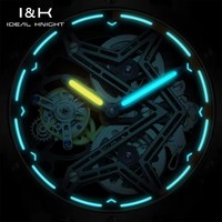 Envío Directo, Reloj de Hombre IDEAL KNIGHT con Tourbillon Real, Serie Great Wall, Totalmente Hueco, Transparente, Automático, Correa de Cuero/Goma