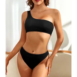 Summer one shoulder bathing suit active two piece beach push up sexy high waist bikini