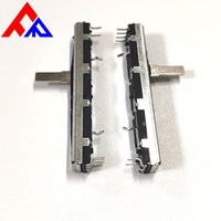 Potentiomètre coulissant de haute qualité 10K 50K 100K Ohm à levier métallique linéaire à film de carbone 45mm, tolérance 20%, 0.25W pour l'audio