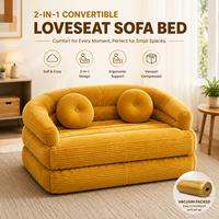 Faltbares 2-in-1 Gebogenes Stoff-Modulsofa-Set Zweisitzer Schaumstoffgefüllte L-Form Faulenzersofa für Kleine Räume