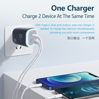 Lampe de nuit, adaptateur de charge rapide PD25W, ports Type-C et USB pour téléphones mobiles - Chargeur mural électrique portable
