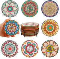 Puluole – Lot de 8 sous-verres en bambou lavables, mignons et bohèmes, pour table basse, décoration d'appartement et maison, pour femmes