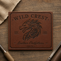 Écusson personnalisé en cuir de vachette véritable, logo gravé au laser et en relief, à thermocoller ou à coudre pour chapeau, veste, sac, jean, vêtements