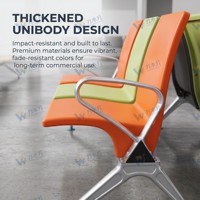 Banc public moderne en PU auto-adhésif avec assise et dossier intégrés, structure en acier laminé à froid, multicolore, pour salles d'attente hospitalières