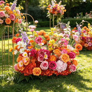 Centre de table floral artificiel en soie de luxe, rose pour la décoration de table d'événements et de mariages - Product Image 1