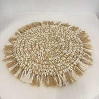 Set de table rond en macramé style rustique fait main en coton et polyester, lavable, pour la protection de la table, utilisation intérieure/extérieure