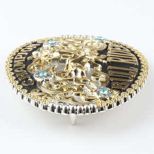 หัวเข็มขัดโลหะผสมขนาดใหญ่รูปนักขี่วัวแชมป์เปี้ยน ชุบทองเงางาม สไตล์คาวบอยตะวันตก เคลือบสีดำ สำหรับเข็มขัดผู้ชายขนาด 40 มม. - Product Image 5