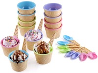 Bols à dessert en plastique sans BPA, coupes à yaourt glacé, coupes à crème glacée pour enfants avec cuillères