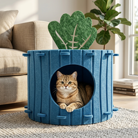 Coussin pour chat auto-chauffant en fibre de polyester, panneau acoustique, maison pour chat en peluche thermique, lit confortable pour chat d'hiver pour chaton et chat adulte