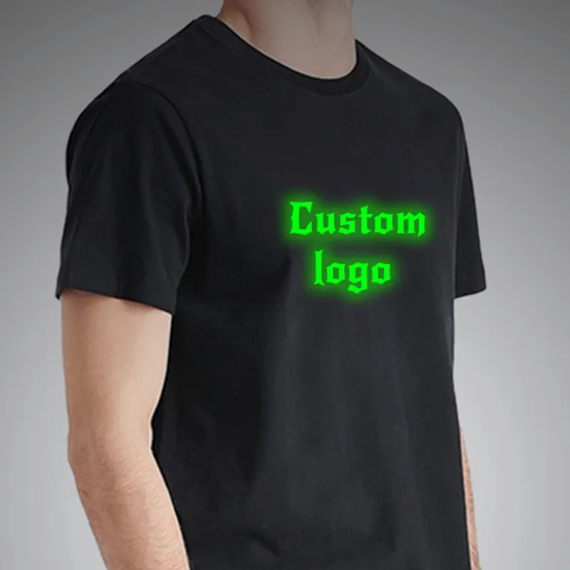 New Design Short Sleeve Luminous Reflection Tshirts Custom Graphic Logo Reflective Flash Light Plain Men's T-shirts In The Night