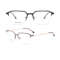 Livraison Rapide – Lunettes Optiques 100% Titane Pur, Monture Semi-Cerclée Rectangulaire Tendance pour Tous les Types de Visage
