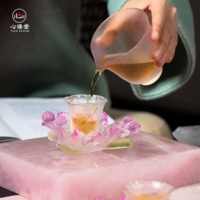 Chinois rétro luxe haute qualité cristal verre Liuli tasses à thé ensemble FloraDeity douze août crêpe myrte tasse à thé