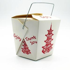 Salad Paper Box Disposable Take Away Folding Fast Food Portable Kraft Paper Lunch Box With Handle