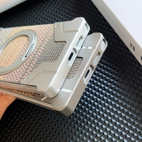Étui de téléphone en aluminium sans cadre, motif bois, anneau magnétique, béquille, étanche, antichoc, style Ins pour
