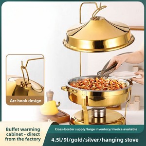 FLEY - Olla Redonda de Acero Inoxidable con Aislamiento Térmico para Buffet, <span class=keywords><strong>Hotel</strong></span>, Comercial, Dorada, Colgante, 4.5L/9.0L - Product Image 3
