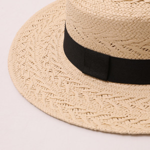 UPF50 Flat Top Wide Brim Straw Hat Hand Woven Natural Grass Applique Foldable Sun Hat Outdoor Garden Travel Women - Product Image 2