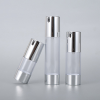 Flacon de lotion cosmétique vide en argent de 15 ml, 30 ml, 50 ml, flacon pompe sans air rechargeable de luxe