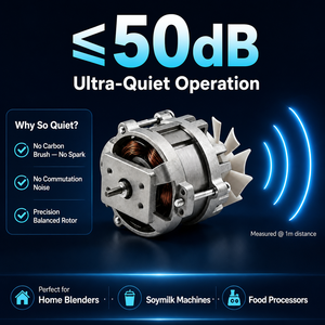 มอเตอร์ BLDC สำหรับเครื่องปั่นนมถั่วเหลืองในครัว ใช้ไฟ 220V 50Hz 4 ขั้ว คลาส F ระบบขับเคลื่อน PWM หมุนได้สองทิศทาง สายทองแดง ผลิตจากโรงงานโดยตรง - Product Image 3