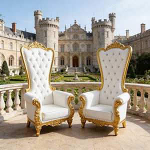 เก้าอี้บัลลังก์พนักพิงสูงสีทองขาวเกร<span class=keywords><strong>ด</strong></span>เชิงพาณิชย์สำหรับงานเลี้ยงในห้องนั่งเล่น วิลล่า สวนสาธารณะ หรืองานอีเว้นท์ - สามารถวางซ้อนกันได้ - Product Image 3