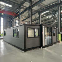 Casa Contenedor de Lujo Prefabricada Móvil Grande de 40x20 pies, Expandible, con Dos Dormitorios, Portátil y de Envío Prefabricado