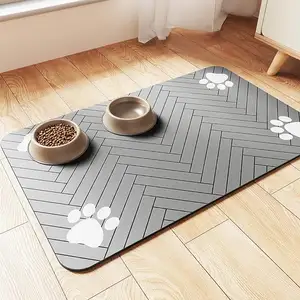 Tapis de chien en silicone pour la nourriture et l'eau Diatomite antidérapant absorbant remplacer le tapis de lécher de chien en silicone Puzzle tapis de litière pour chat RTS