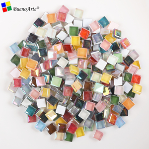 4mm 3/8 Inch Square Fancy & Frosted Crystal Glass Mosaic for Modern DIY Mosaic Making and Room Decoration