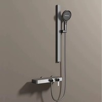 Ensemble de douche thermostatique pour salle de bain, type split, avec pommeau de douche pluie sans douchette supérieure, en laiton poli, pour hôtels