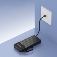 Bancos de energía Cuerda de mano texturizada Pantalla digital LED Cable incorporado Banco de energía de alta capacidad 10000Mah