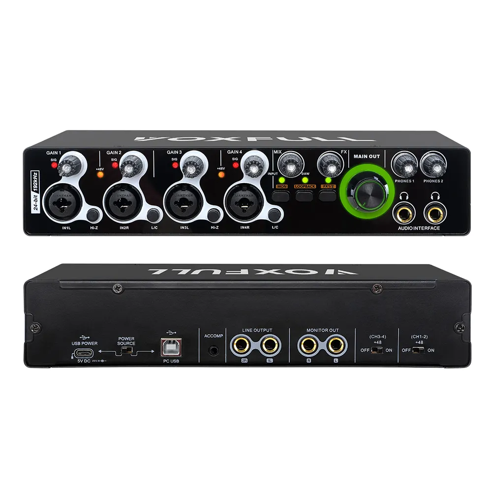 GPUB E-44 produk laris 4 saluran profesional 24bit 192kHz studio de audio sound card usb audio interface untuk rekaman langsung