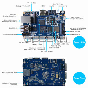 Ordinateur monocarte Banana Pi BPI-M3 52Pi EB-0010 - Processeur 8 cœurs, WiFi, Bluetooth et SATA intégrés avec antenne - Product Image 5