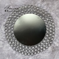 Fournitures de mariage en gros Plaques de présentation en métal doré avec perles de cristal