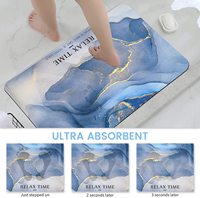 Tapis de salle de bain à motif marbré CF, tapis de douche antidérapant, absorbant l'eau, en diatomite, tapis de bain en caoutchouc, tapis de porte