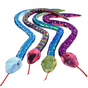 Hot sale Shimmer Reversible Sequin Plush Sequin Snake Large Stuffed Animal Toy Made of Soft Plush by Sequined Animals