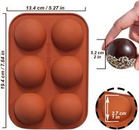 Moule en silicone pour pâtisserie, chocolat, gâteau, gelée, pudding, forme ronde, demi-moule à bonbons, antiadhésif, sans BPA