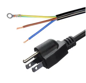 Top Quality ETL Standard Power Cables Open Ended 15A NEMA-15P 3 Phase For Laptop Plug Power Cable