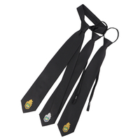 Cravate Noire Personnalisable Unie Ajustable en Polyester, Pré-nouée, Formelle, pour Étudiants