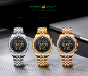 Saphir écran luxe hommes poignet en acier inoxydable bande numérique prière <span class=keywords><strong>fajr</strong></span> montre <span class=keywords><strong>al</strong></span>-harameen HA-6109 - Product Image 4