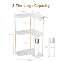 Étagère d'angle transparente à 3 niveaux, organisateur de comptoir de cuisine, plateau de rangement pour salle de bain, support de maquillage d'angle pour commode