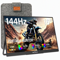 Moniteur externe portable de 16 pouces, temps de réponse rapide de 3 ms, faible flou de mouvement pour les jeux de course, de tir et les jeux à rythme rapide