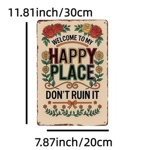 Bienvenue dans <span class=keywords><strong>mon</strong></span> joyeux coin : Décoration murale florale rustique en fer pour <span class=keywords><strong>cuisine</strong></span>, maison, café, mariage et anniversaire - Product Image 6