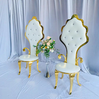 Fauteuil Trône Baroque Sculpté à Dossier Haut en Acier Inoxydable, Chaise de Banquet pour Location de Mariages et Vente en Gros
