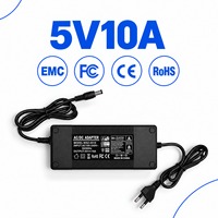 Adaptateur de bureau polyvalent 5,5x2,5mm à options de connecteurs CC multiples 5V 10A 50W à commutation stable pour appareil de beauté et boîtier TV