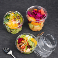 Cundao eco clair PET transparent jetable en plastique salade acai bol de fruits tasse avec couvercle