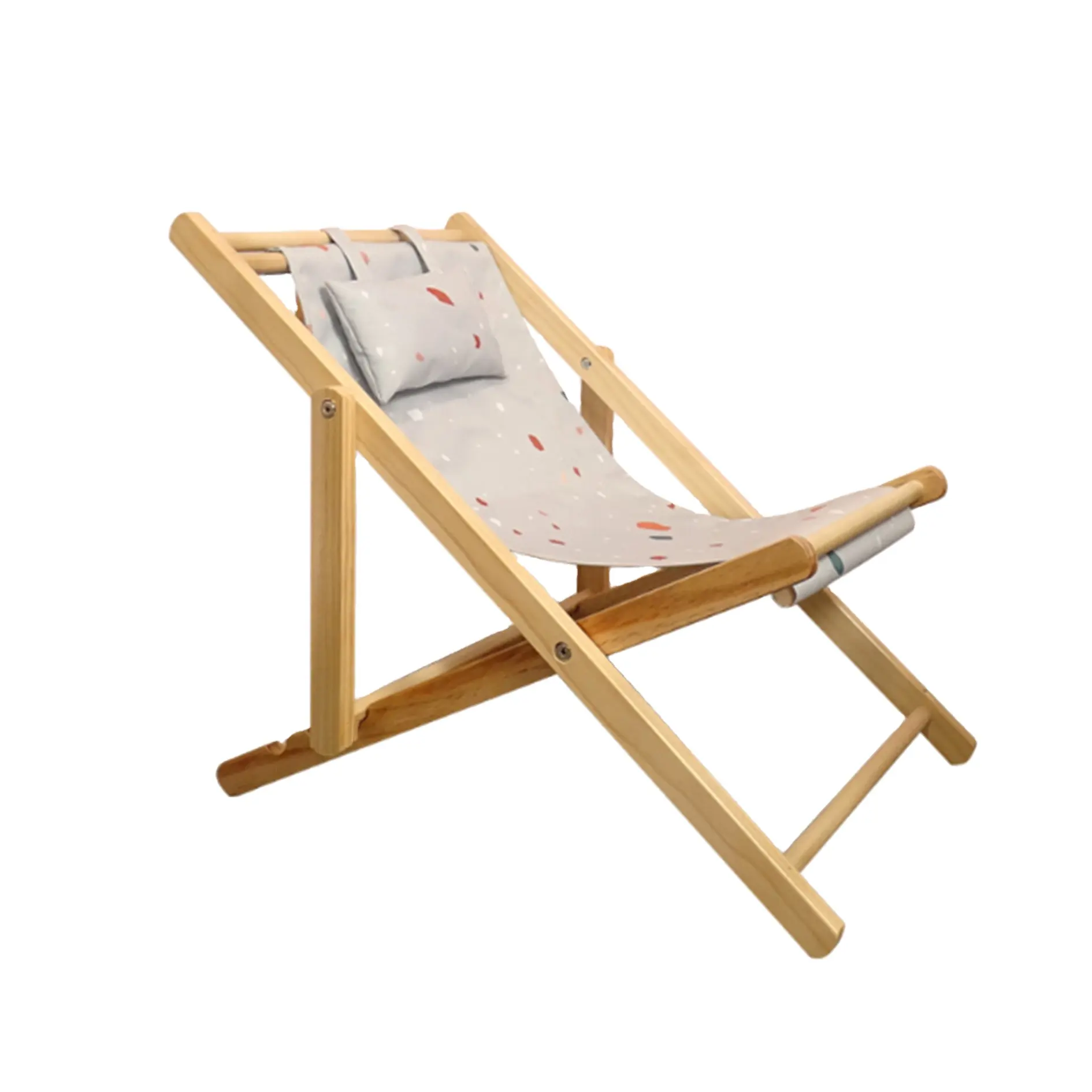 JIAMUJIA Lounge Children's style Chair Solid Wood Folding Beach Chair Leisure Camping Canvas Chair Factory Wholesale