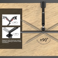 Support de moniteur simple en aluminium robuste de 17 à 32 pouces, 19 lb, bras de bureau pliable, écran vertical pivotant et inclinable avec ressort à gaz