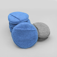 Tampons applicateurs de cire pour voiture en microfibre bleue |   Mousse de polissage auto réutilisable et lavable haute performance