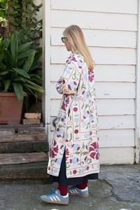 Veste en coton matelassée à boutons, motif floral, écologique, Suzani, automne-hiver, longueur régulière, brodée, pour femmes - Product Image 3