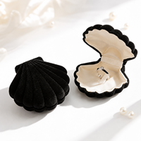 Boîte à bague en forme de coquillage HongFa en gros avec doublure en velours, emballage cadeau pour bijoux pour fiançailles, mariage, Saint-Valentin