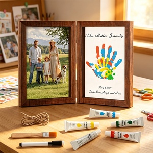 Cadre photo pliable en bois pour empreintes <span class=keywords><strong>de</strong></span> mains, kit <span class=keywords><strong>de</strong></span> peinture DIY, souvenir personnalisé pour empreintes <span class=keywords><strong>de</strong></span> mains <span class=keywords><strong>de</strong></span> <span class=keywords><strong>famille</strong></span>, pour baby shower, souvenir <span class=keywords><strong>de</strong></span> mariage - Product Image 6