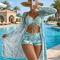 Ensemble de lingerie féminine en dentelle brodée avec soutien-gorge push-up et string bikini à chaîne en strass